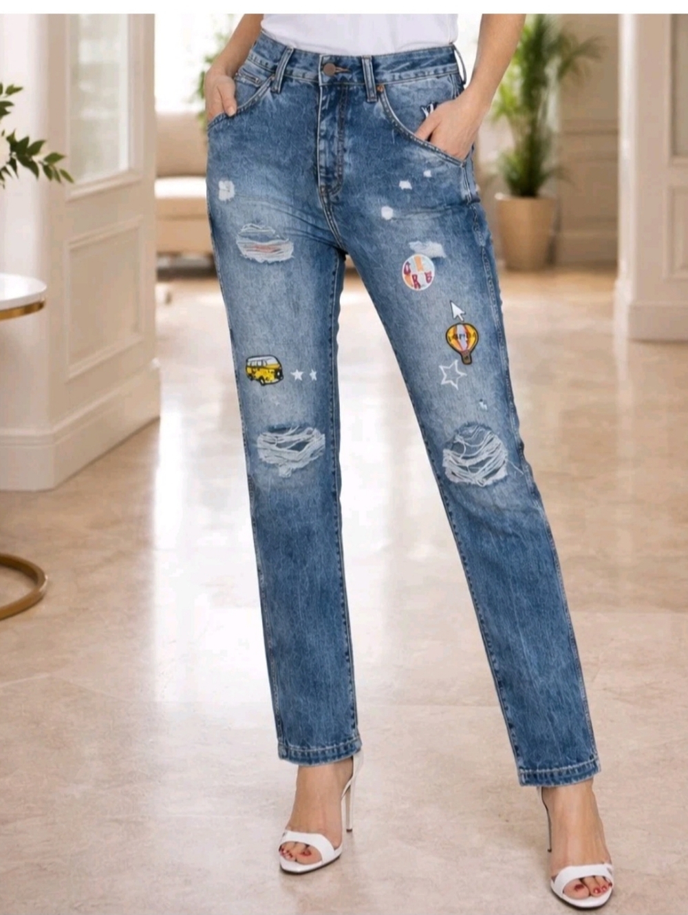 NWT Wrangler Distress Reg. Tapered Fit Patchwork 32x32 Button Fly Boyton Jeans
